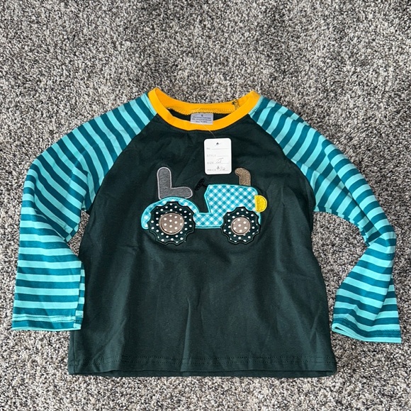 NWT Children's Tractor Long Sleeve Shirt - Green and Blue - Picture 1 of 7